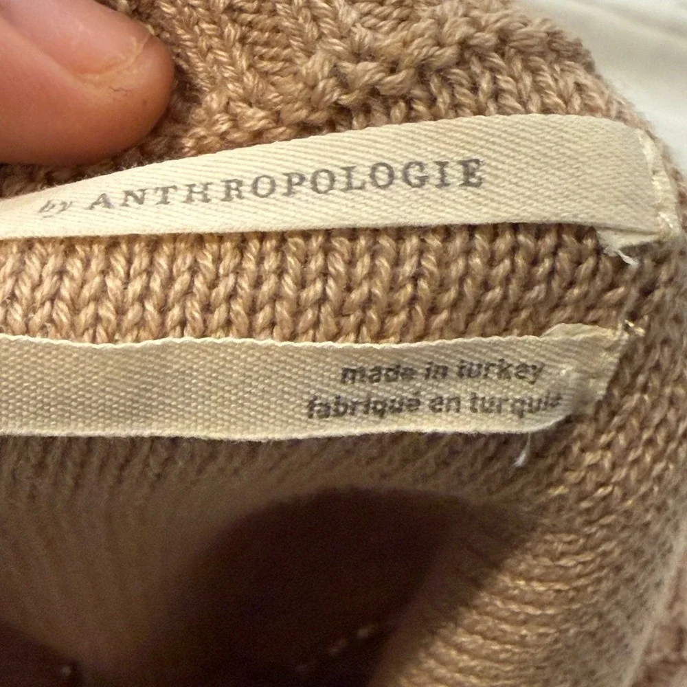 Anthropologie Fisherman Cable Knit Tank Camel Sweater Top Womens Small Preppy - Picture 4 of 11